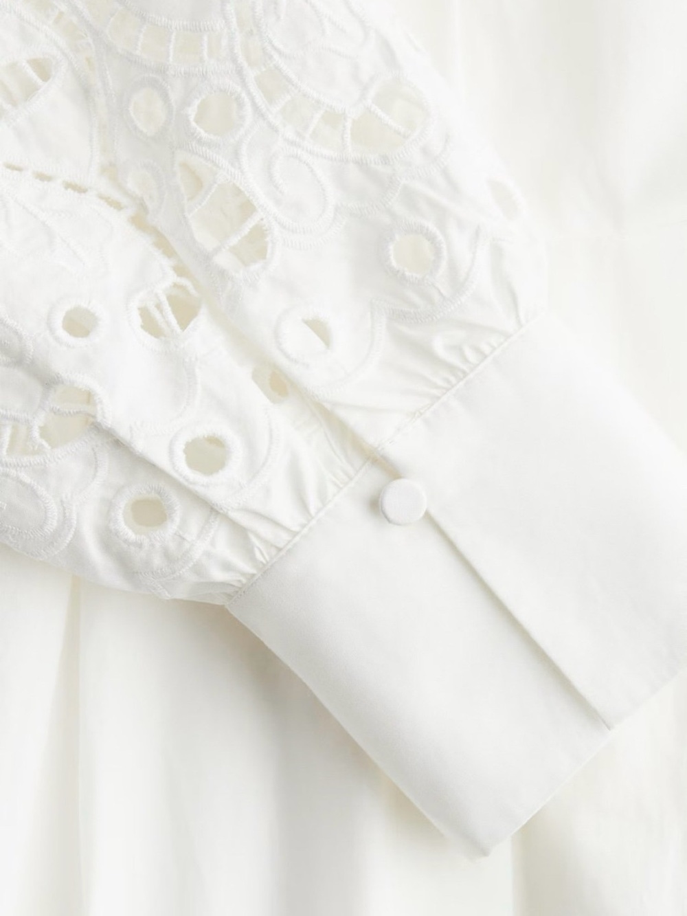 H&M Women's White Eyelet Embroidered Lace Trimmed Maxi Dress Large - Picture 6 of 12